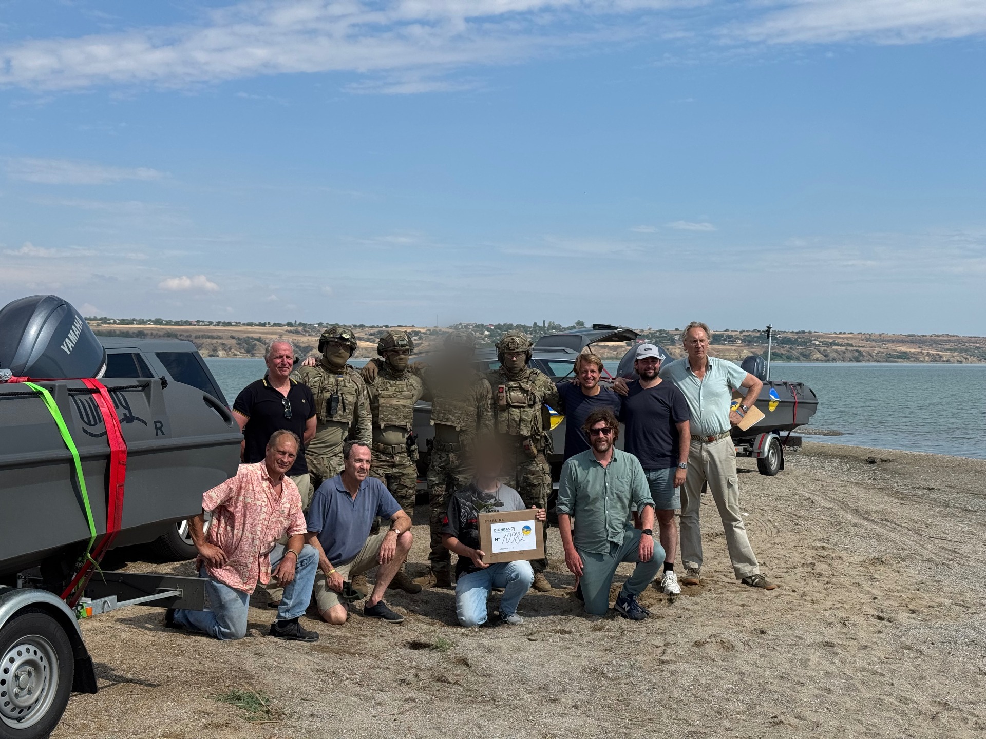 Aquadrone team handing over River Whale USVs to a Ukrainian naval unit on the southern coast